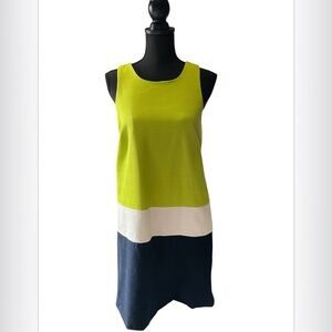Crown & Ivy Lime green, White and Navy Cotton Textured Sleeveless Dress Size 8